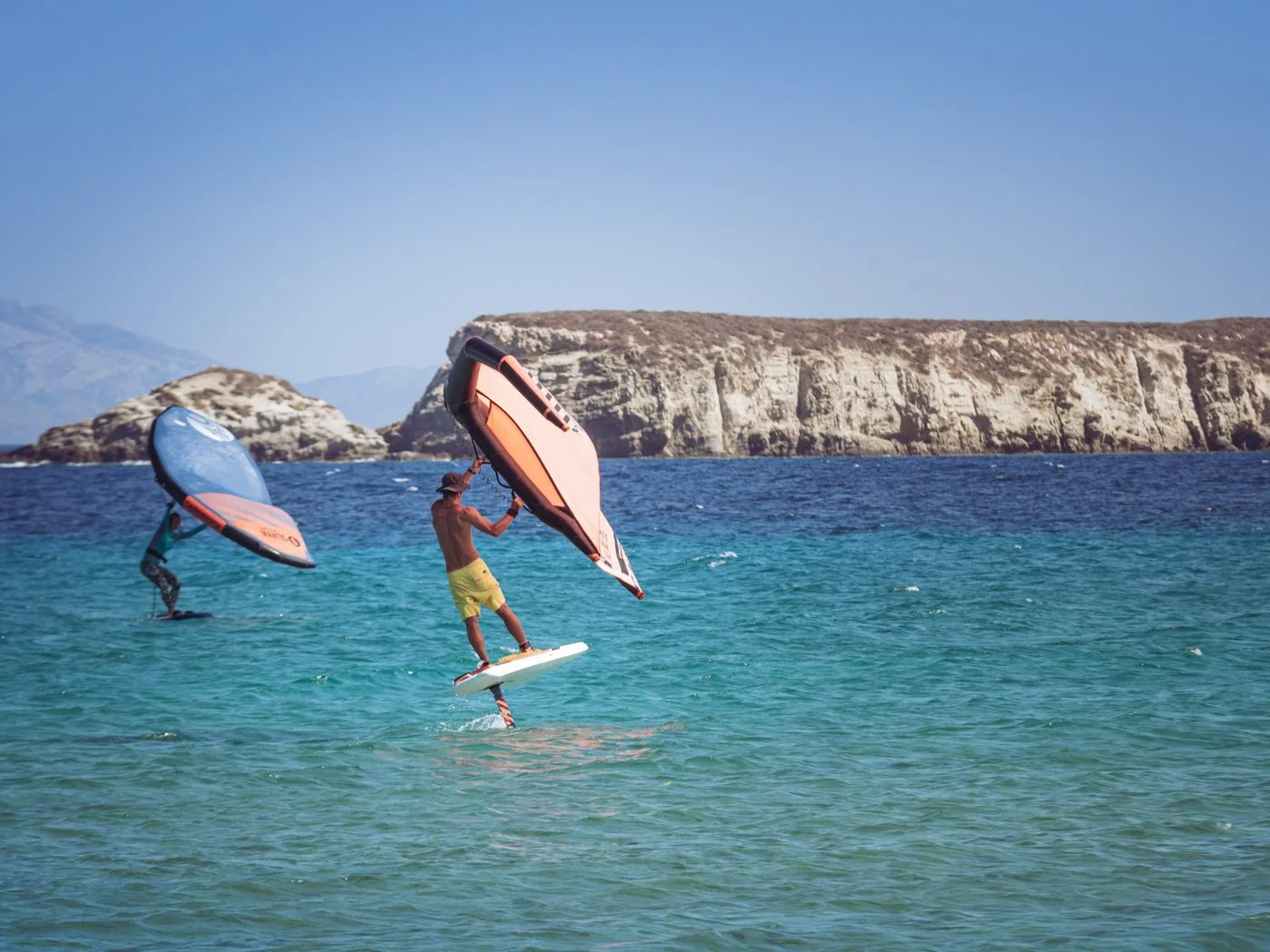 Wingfoiling at New Golden Beach Paros